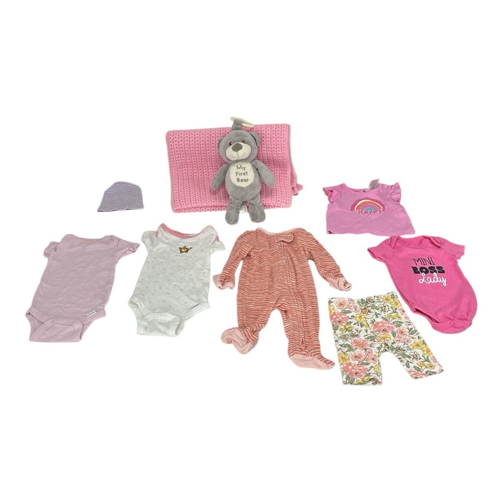 Baby0-3 m lot Clothing footie pajamas cancel, bodysuit blanket rattle plushy